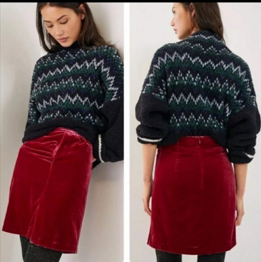 Anthropologie Monte Raspberry Velvet Mini Skirt - Picture 15 of 16